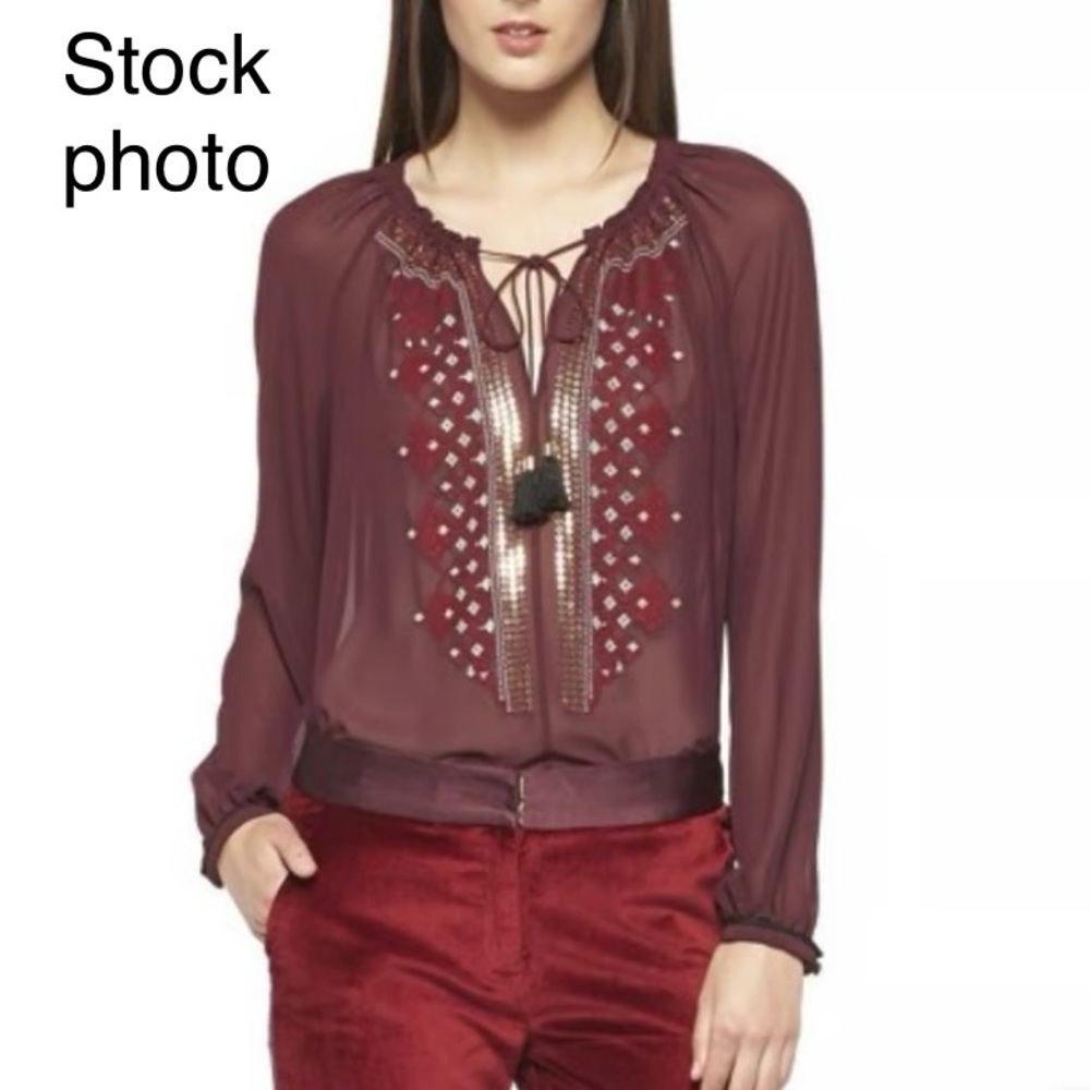 ***RARE*** BNWT ALTUZARRA X TARGET EMBELLEISHED BOHO TOP WITH DRAWSTRING TIE